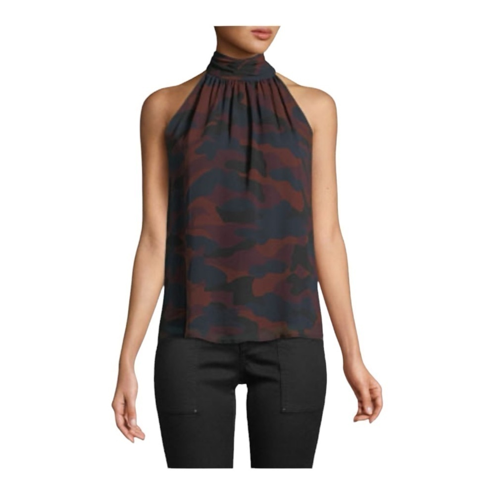 Joie Erola Silk Haler Top in Midnight NWT